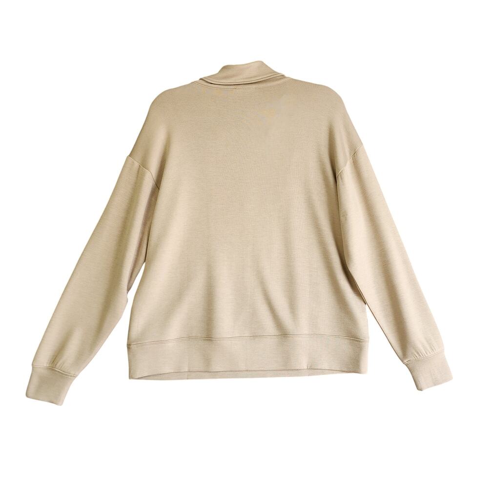 LOFT Womens Quarter Zip Pullover Sweater Size Small Tan Slinky Cozy Comfy Lounge - Picture 6 of 8